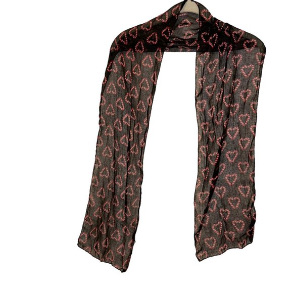 HOLIDAY RED CANDY CANE hearts Christmas Scarf 13x58 - Picture 1 of 3
